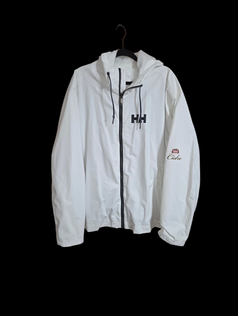 NWOT Helly Hansen Waterproof Jacket Rain Mens 2X White Stella Artois Cidre Logo